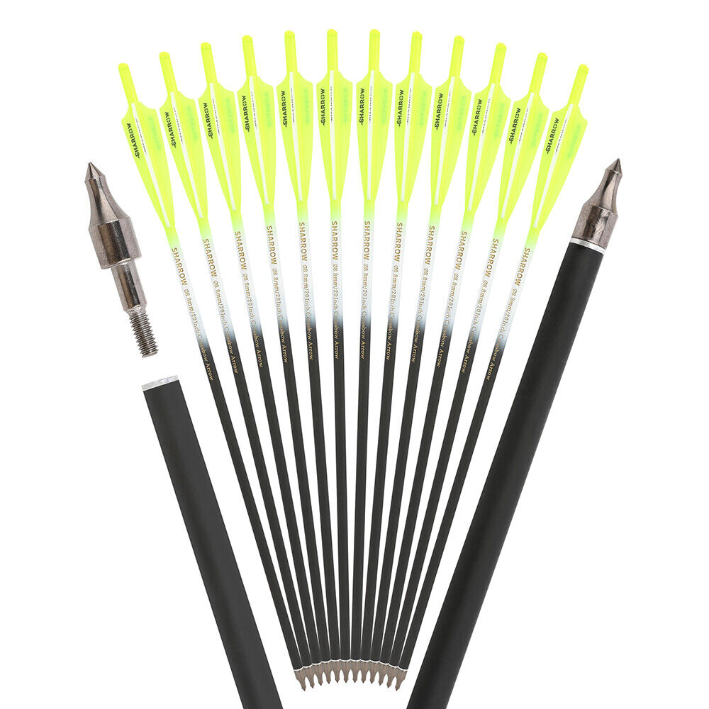 12pcs 16" 17" 18" 20" 22" Crossbow Bolts Carbon Arrows Vanes Bow Archery Hunting Shoot